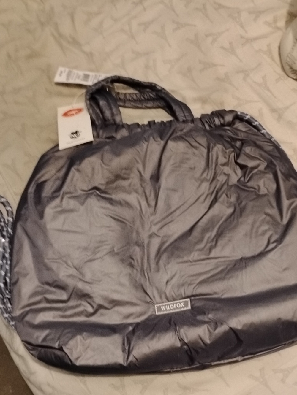 Wildfox Metallic Dark Gray Puffy Tote Bag Backpack NWT Handbag Stylish